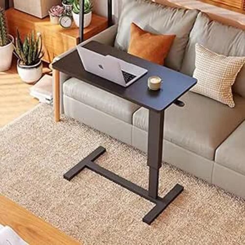 طاولة متحركة متعددة الاستخدامات – بارتفاع قابل للتعديل وتصميم C، مثالية للسرير أو الأريكة (أسود)”